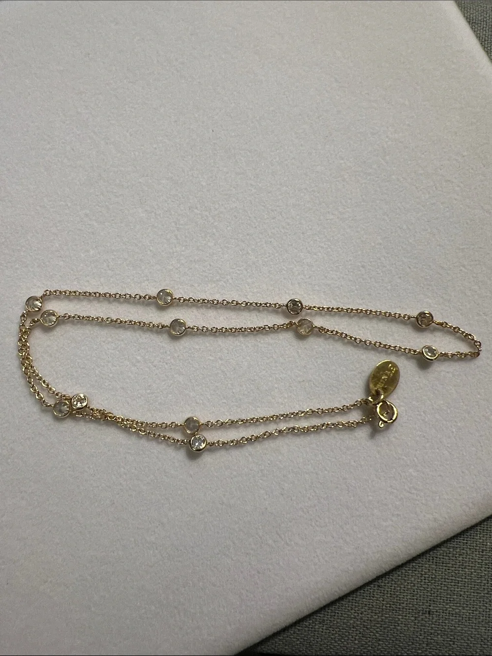 Delicate Gold Station Cubic Zirconia Necklace - Women Jewelry
